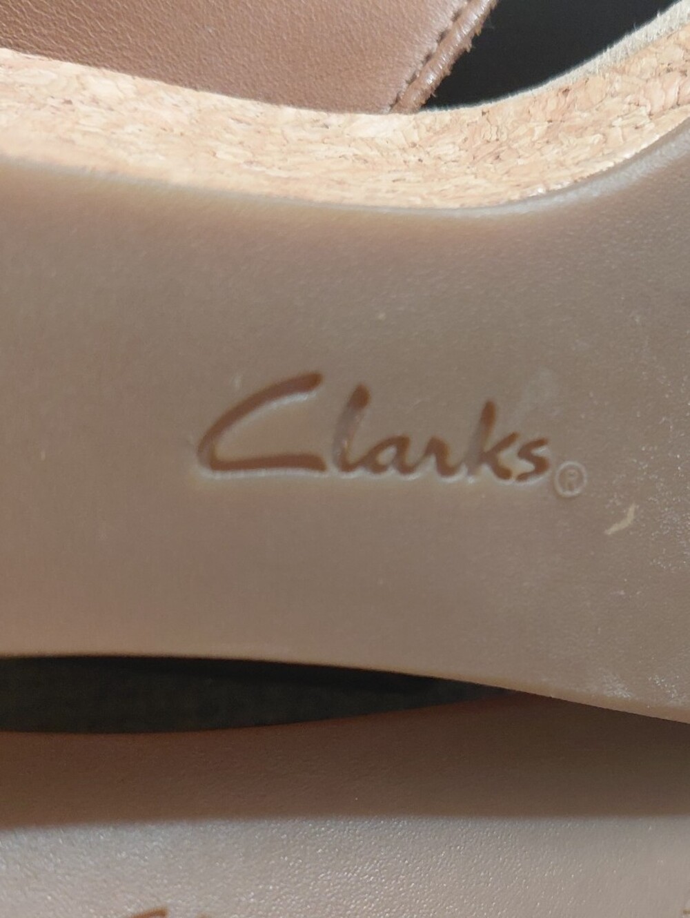 Clarks Brown Leather Perforated Slingback Wedge Sandals - Picture 9 of 11